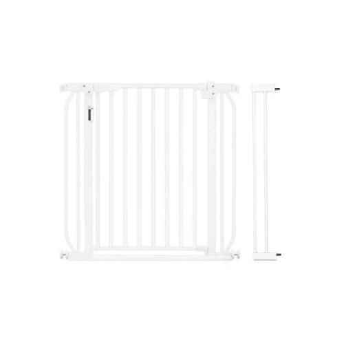 Baby Safe Metal Safety LED Gate with 10cm Extension -White | Auto-Close & Motion Sensor Light | No Drill Installation