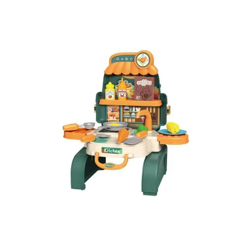 Little Story Role Play Chef/Kitchen/Restaurant Toy Set School Bag (21 Pcs) -Green, 3-in-1 Mode