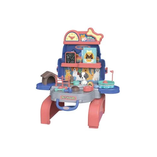 Little Story Role Play Animal Care Pet House Toy Set School Bag (26 Pcs) -Blue, 3-In-1 Mode by SAMBOX