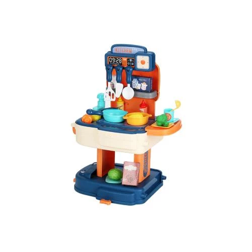 Little Story Role Play Chef Kitchen Restaurant Toy Set School Bag (34 Pcs) -Blue, 2-In-1 Mode by SAMBOX