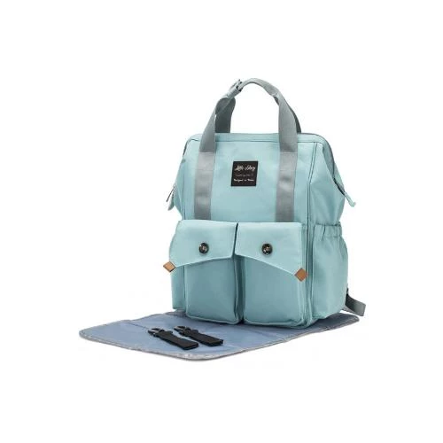 Little Story Elite Diaper Bag with Stroller Hooks & Changing Mat -Blue