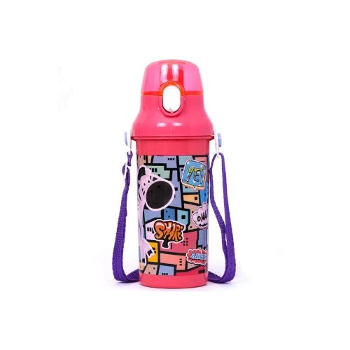 Eazy Kids Water Bottle 600ml -Pink One-Touch Leakproof Bottle by SAMBOX