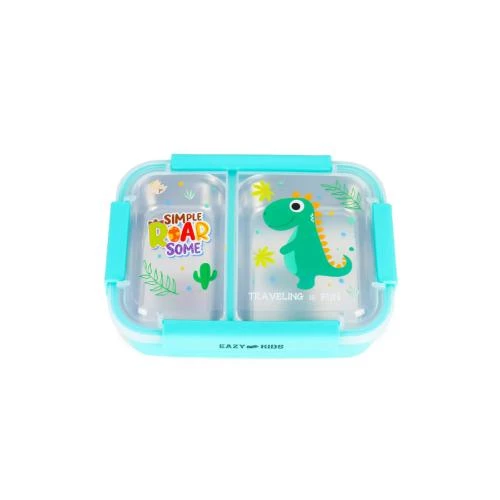 Eazy Kids Lunch Box -Green 2-Compartment Leakproof Stainless Steel Bento Box by SAMBOX
