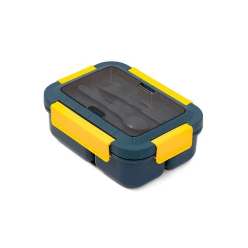 Eazy Kids Lunch Box -Blue 3-Compartment Leakproof Bento Box with Spoon & Fork by SAMBOX
