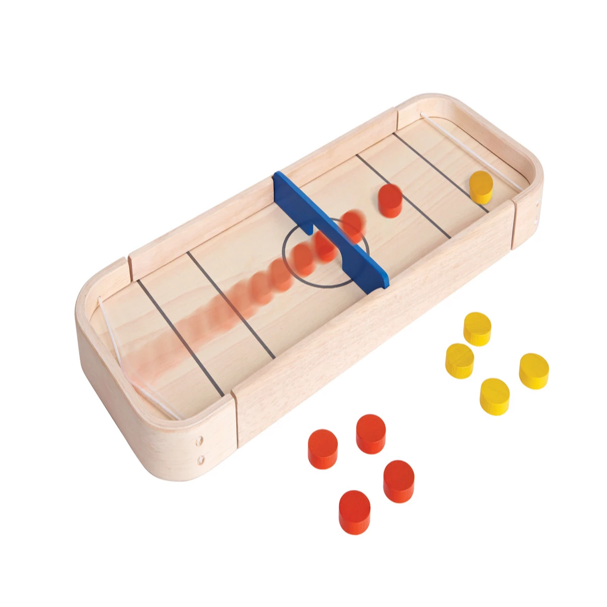 PlanToys Wooden 2-in-1 Shuffleboard Game - Fun Interactive Tabletop Game for Kids & Families


