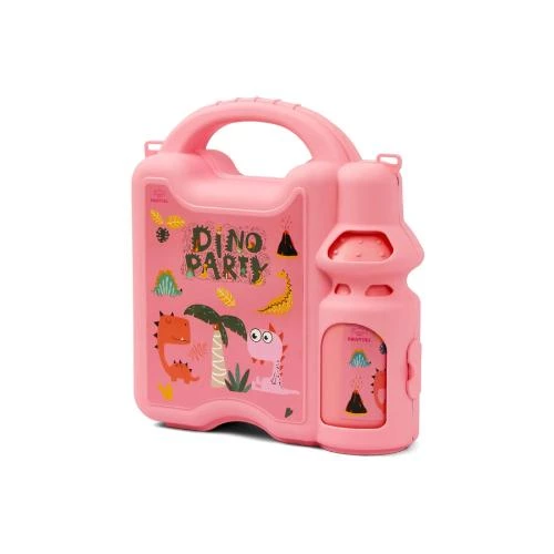 Eazy Kids Lunch Box with Water Bottle -Pink 450ml Leakproof Bento Box with Spoon & Fork by SAMBOX