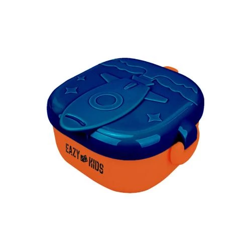 Eazy Kids Rocket Lunch Box Meal Set with Bowl, Scissor & Spoon -Blue 600ml | Leakproof Toddler Feeding Box by SAMBOX