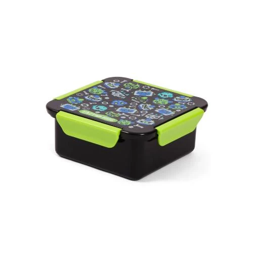 Eazy Kids Lunch Box -Gen Z Theme, Black, 650ml Leakproof Bento Box by SAMBOX