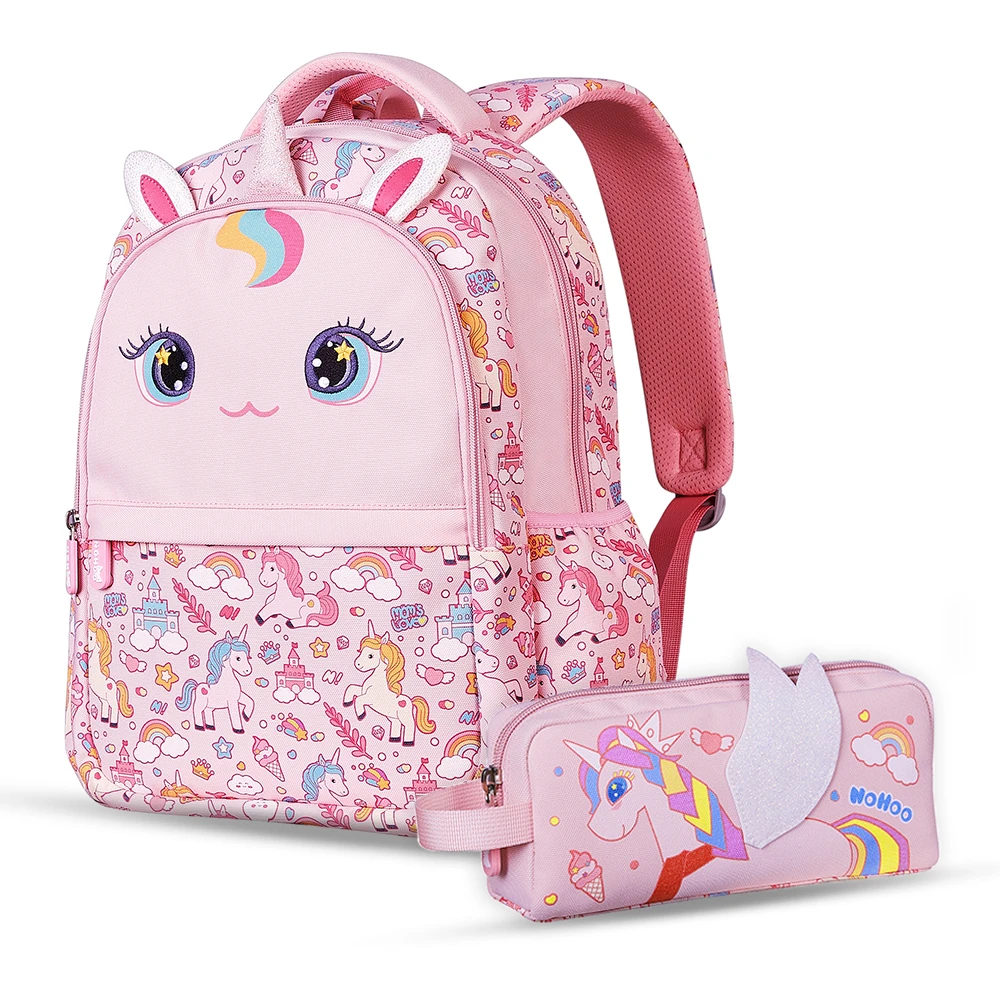 Nohoo Kids 16-Inch School Bag with Pencil Case Combo - Unicorn, Pink