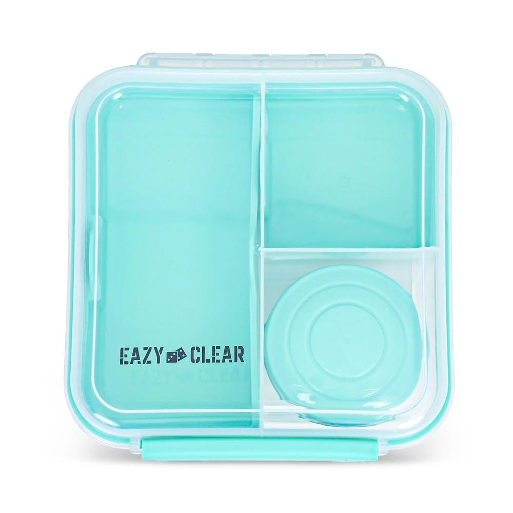 Eazy Kids Convertible 1250ml Bento Lunch Box with 3/4/5 Compartments & 150ml Gravy Bowl - Green