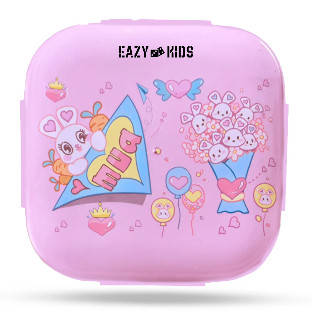 Eazy Kids Square 1000ml Bento Lunch Box - Love, Pink