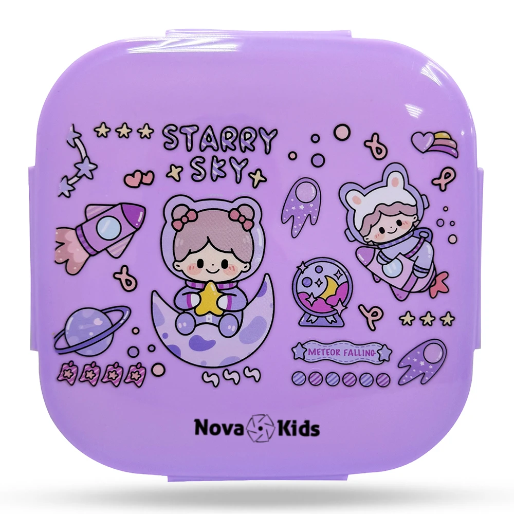 Nova Kids Square 1000ml Bento Lunch Box - Star & Sky Purple
