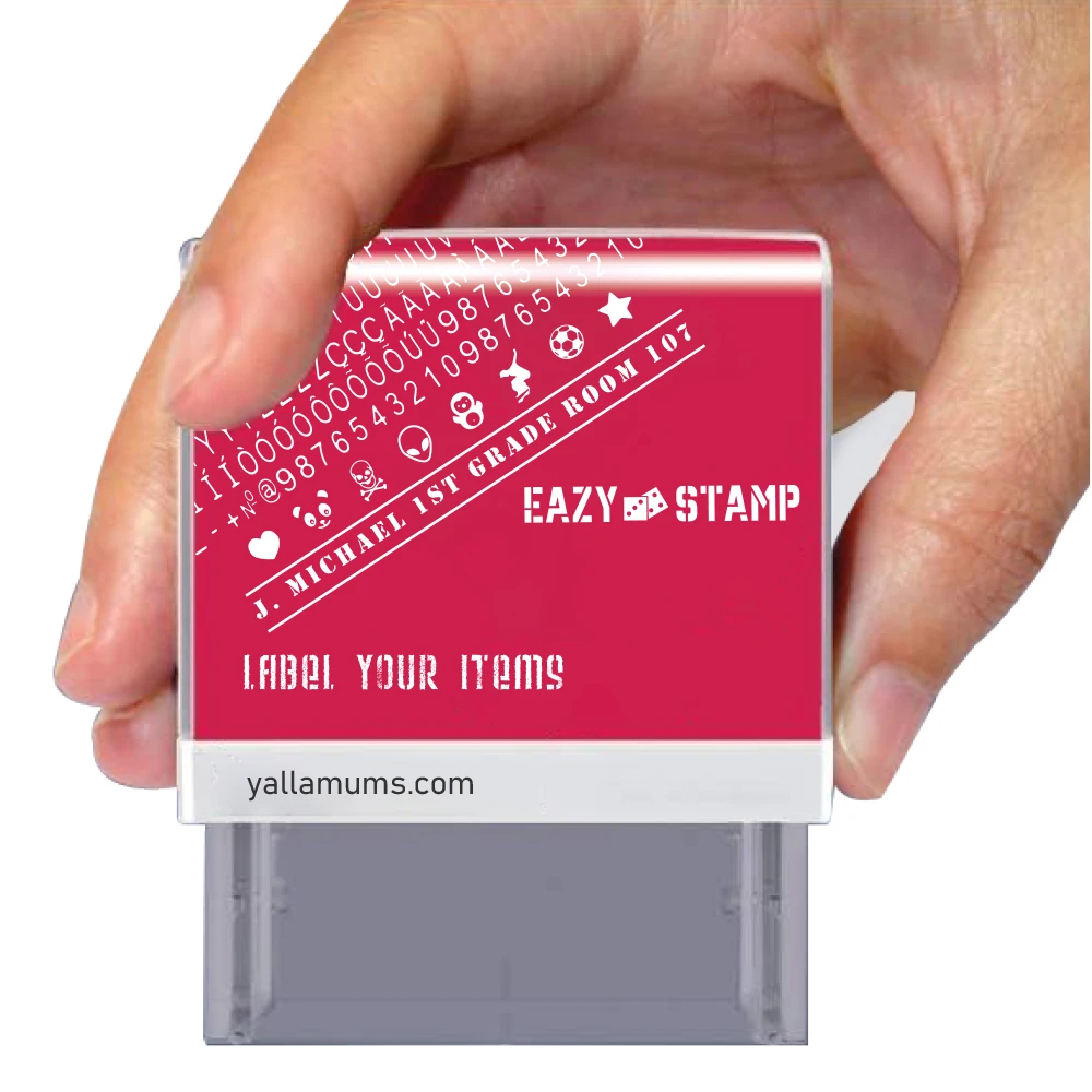 Eazy Kids Customizable Self Inking Fabric Stamp Kit - Black Ink