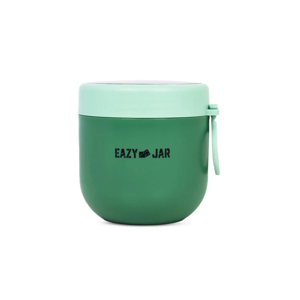 Eazy Kids Green Stainless Steel Lunch Box with Folding Spoon - 800 ml