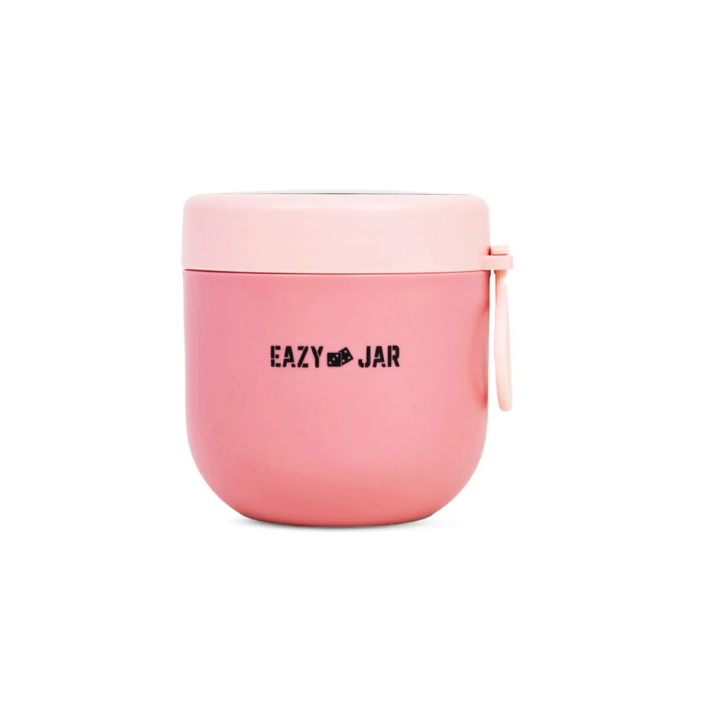 Eazy Kids Pink Stainless Steel Lunch Box with Folding Spoon - 800 ml