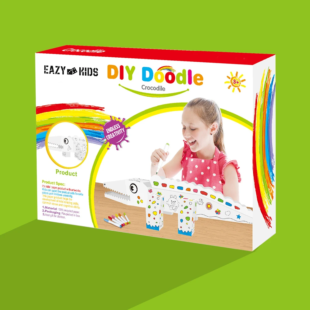 Eazy Kids DIY Doodle Coloring Kit with Set of 6 Sketch Pens - Crocodile