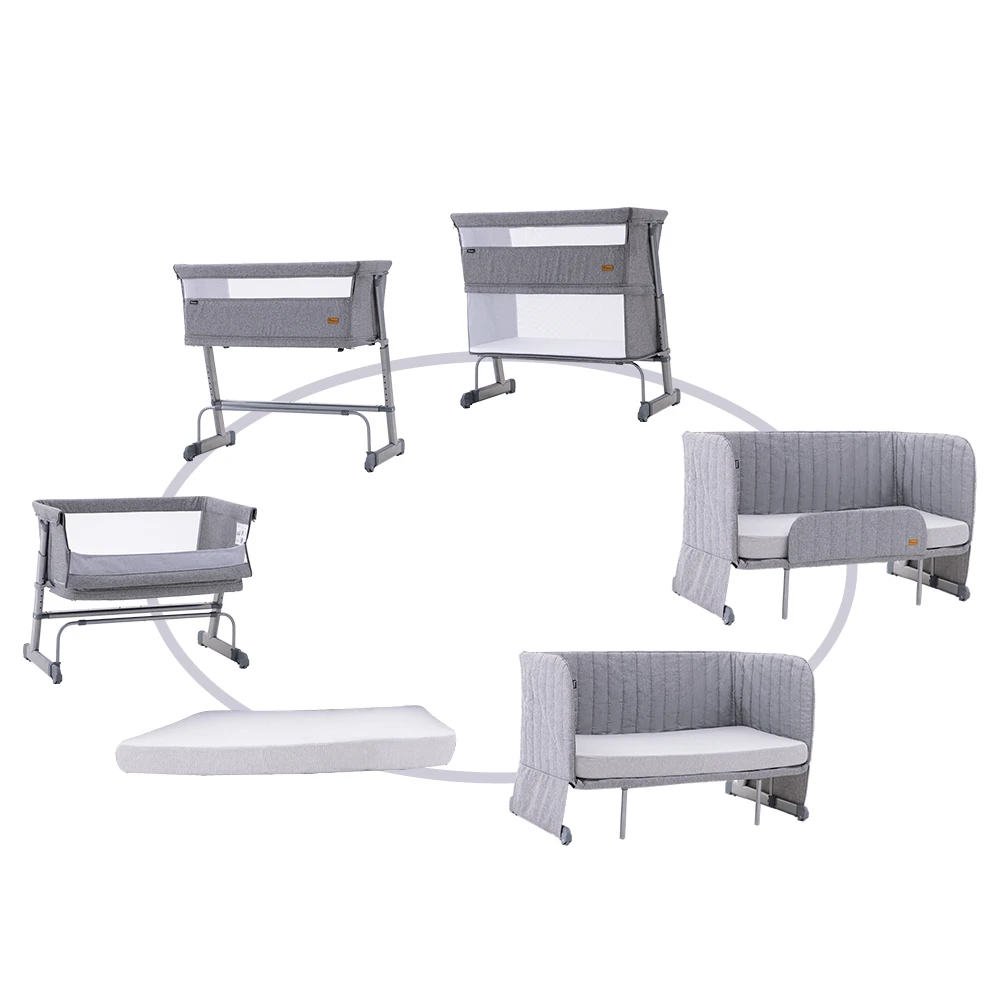 Teknum All-In-One Bedside Crib Cot & Sofa Expansion Pack - Grey