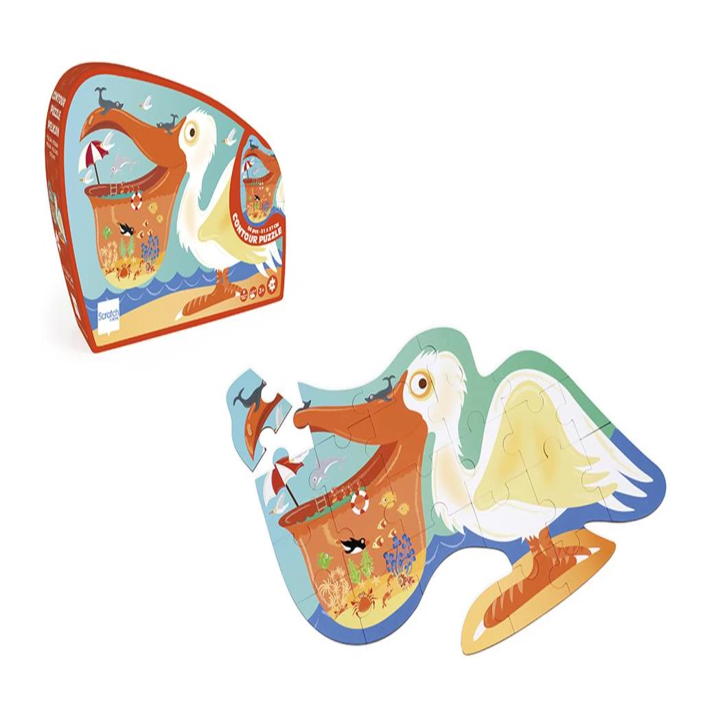 Scratch Europe Pelican Contour Puzzle - 24-Piece Educational Jigsaw for Kids

