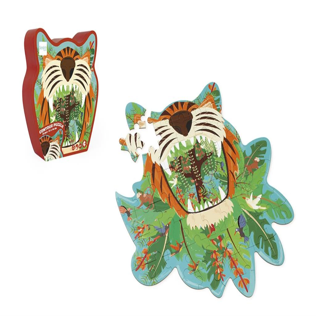 Scratch Europe Tiger Contour Puzzle - 58-Piece Wildlife Jigsaw for Kids


