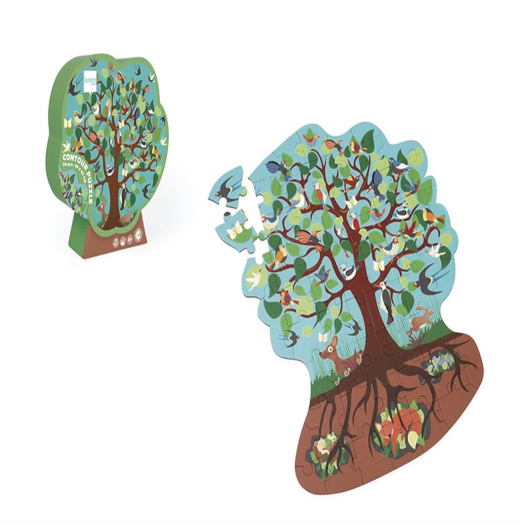 Scratch Europe Bird Tree Contour Puzzle - 59-Piece Nature Jigsaw for Kids

