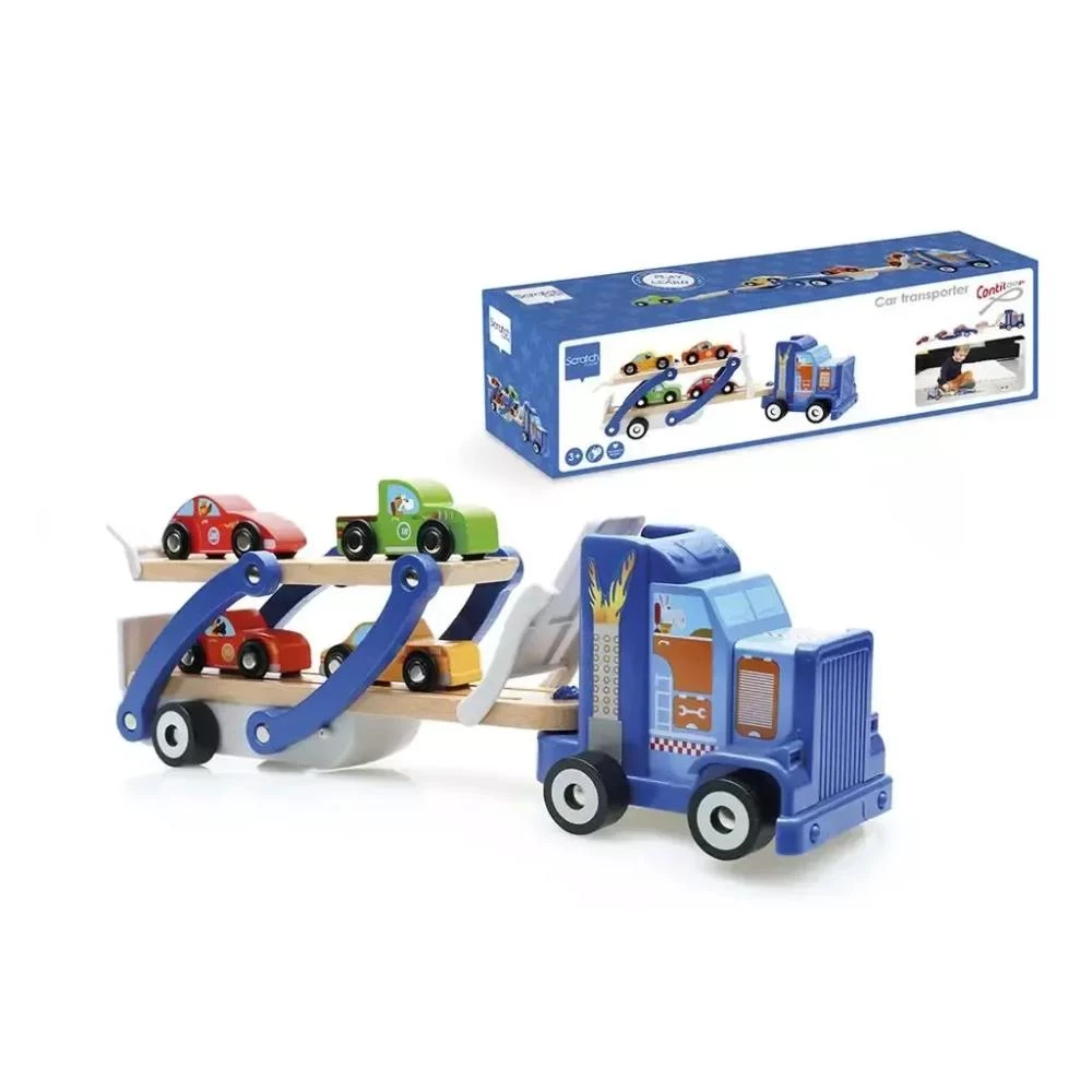 Scratch Europe Car Transporter, 4 Cars And Stickers Included