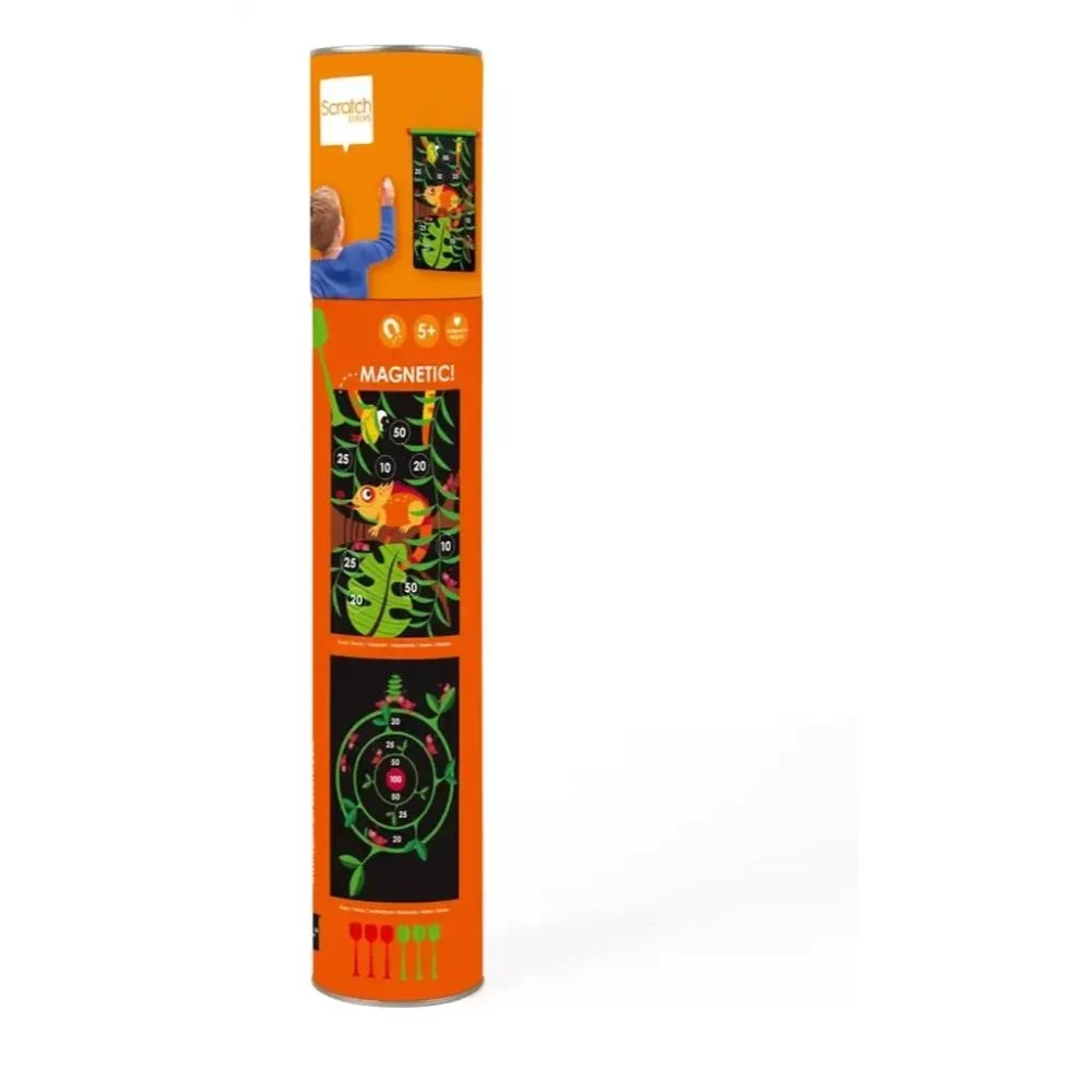 Scratch Europe Magnetic Darts - Jungle Theme - Safe Two-Sided Dartboard Game for Kids - Fun Indoor Activity