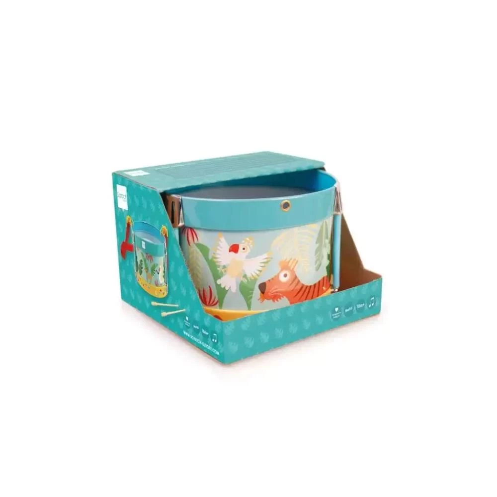 Scratch Europe Metal Drum - Jungle Theme - Musical Toy for Kids - Includes Drumsticks and Carry Strap