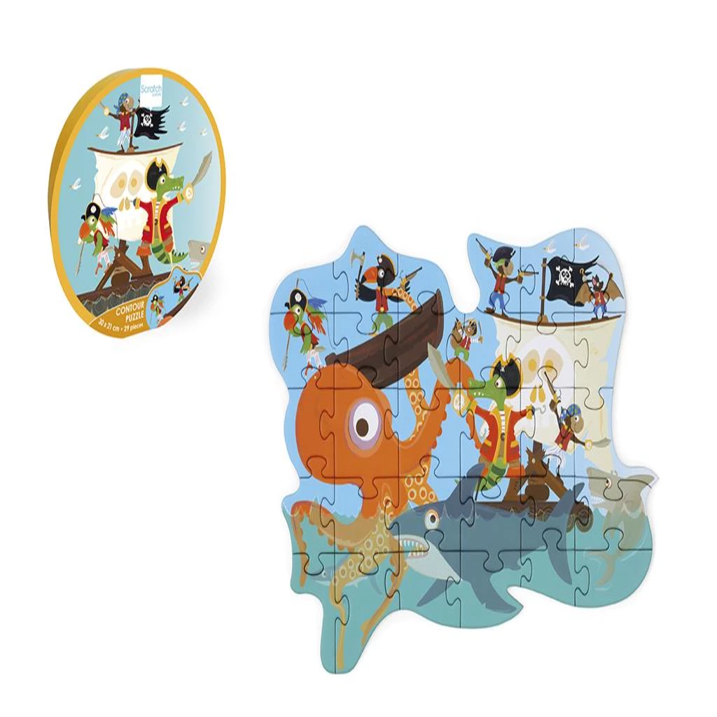 Scratch Europe Pirates Contour Puzzle - 29-Piece Adventure Jigsaw for Kids

