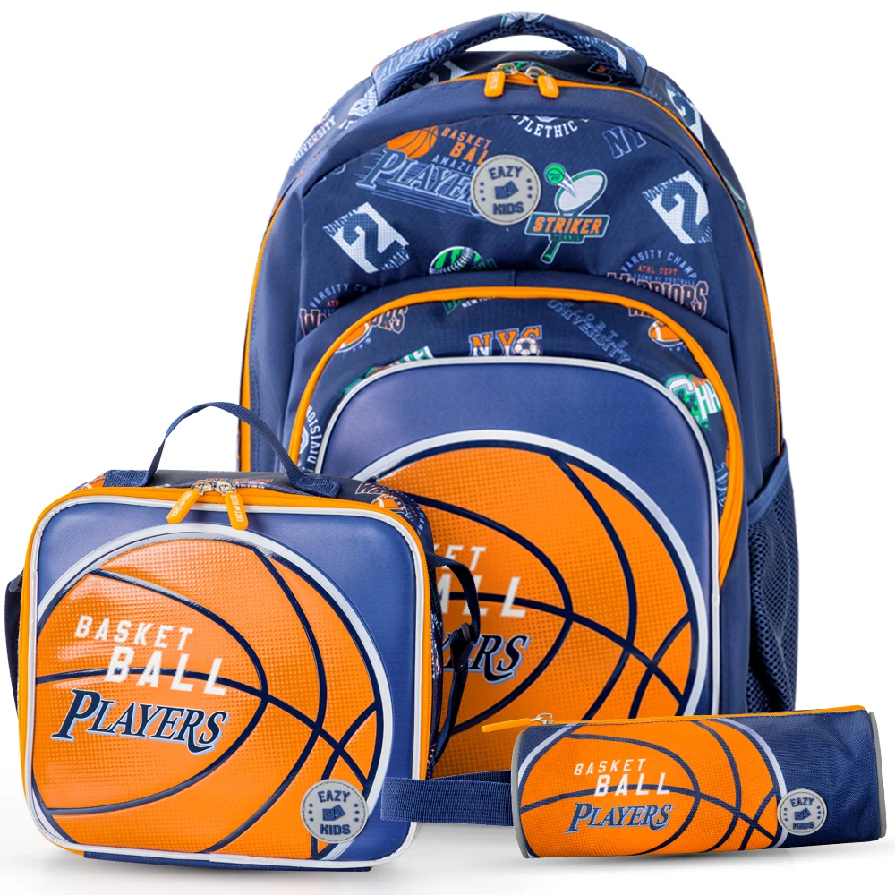 Eazy Kids 18" 3-Piece Backpack Set - Basketball Theme