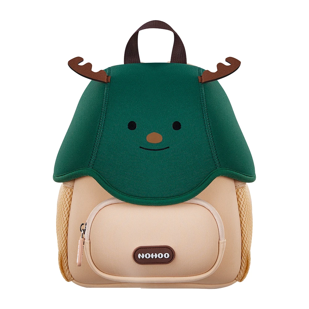 Nohoo 3D Reindeer Kids Backpack 10" - Green Christmas School & Activity Bag