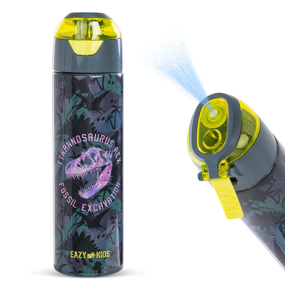 Eazy Kids Insulated Stainless Steel Water Bottle with Spray 640ml - T-Rex Green