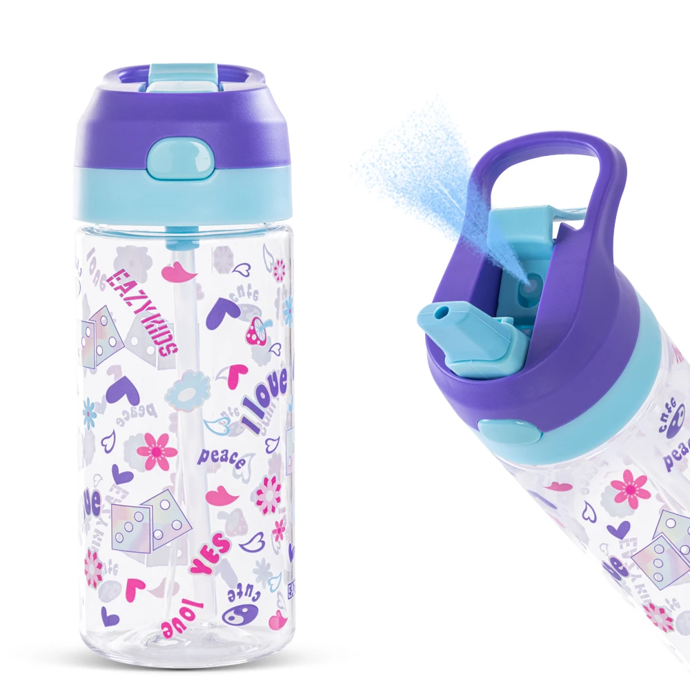 Eazy Kids Tritan Water Bottle with Spray 500ml - Purple