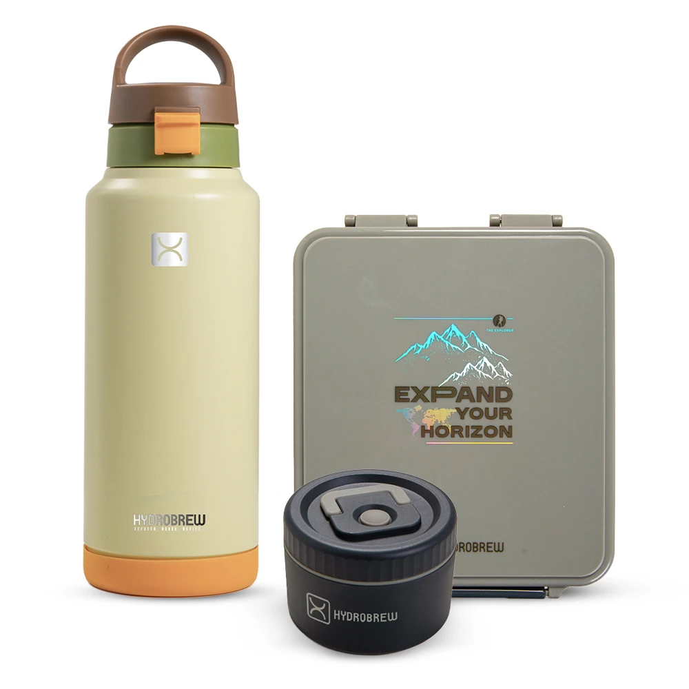 Hydrobrew Bento Lunch Box with Steel Water Bottle & Food Jar – Adventure Sage