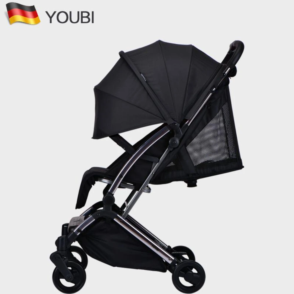 Youbi Toddler German Travel Light Stroller with New Born Attachment - Black