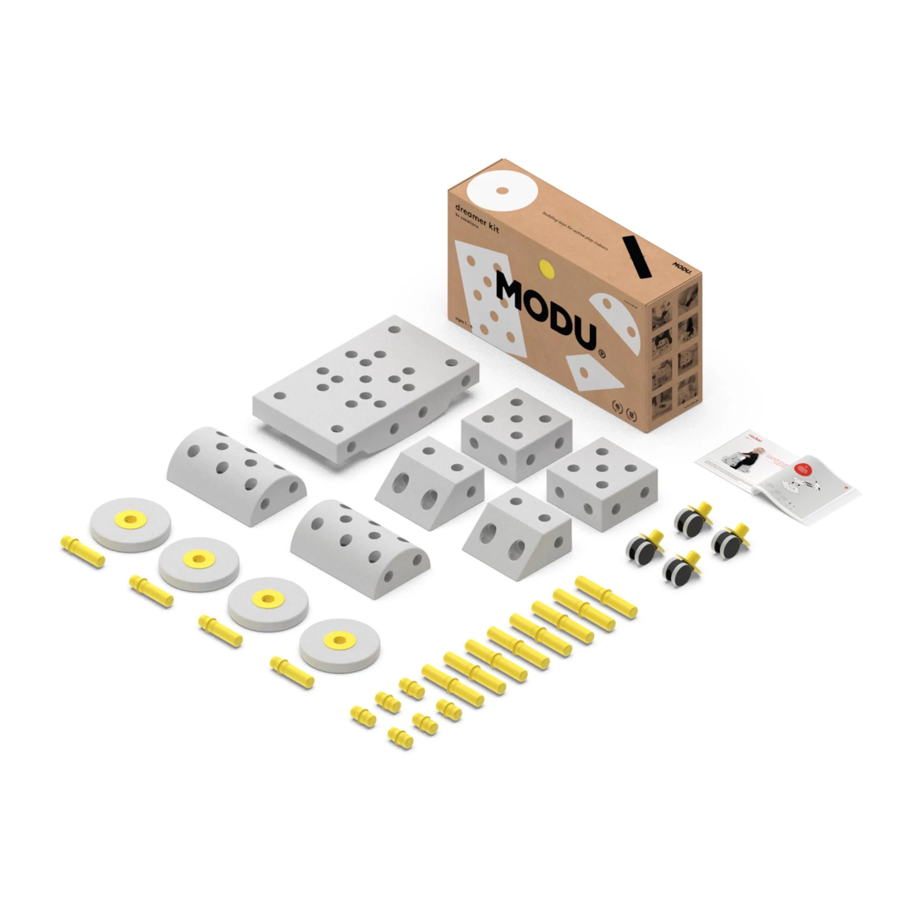 MODU Dreamer Kit  Yellow Pegs & Grey Blocks (12+ Life-Size Creations)