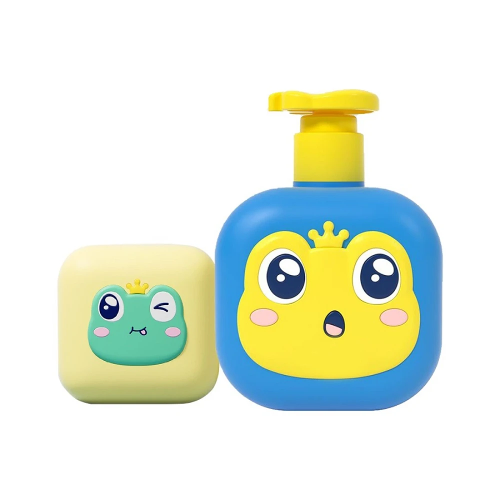 Pikkaboo Naturals Duo: Bubble Bliss 3-in-1 Wash + Moisturizer Set - Blue & Yellow