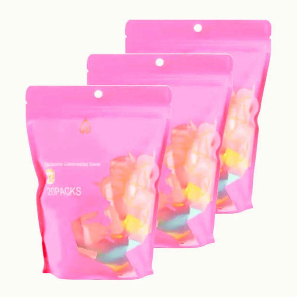 Pikkaboo TravelMate Outdoor Compressed Towels - Pink