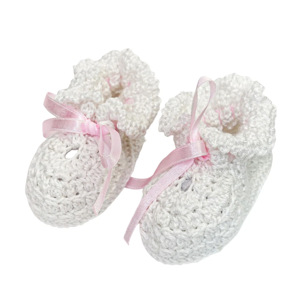 Pikkaboo - LittleFeet Handmade Crocheted Baby Booties - My first shoes - White - Kids