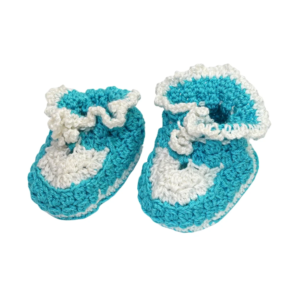 Pikkaboo - LittleFeet Handmade Crocheted Baby Booties - My first shoes - Blue - Baby Boy