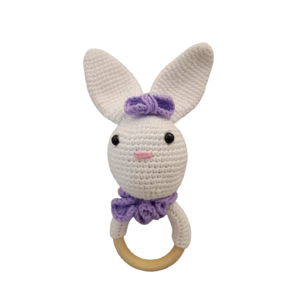Pikkaboo-HeavenlyHugs Rabbit Handmade Crochet Teether - Purple