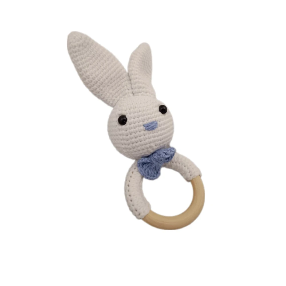 Pikkaboo-HeavenlyHugs Rabbit Handmade Crochet Teether - Blue
