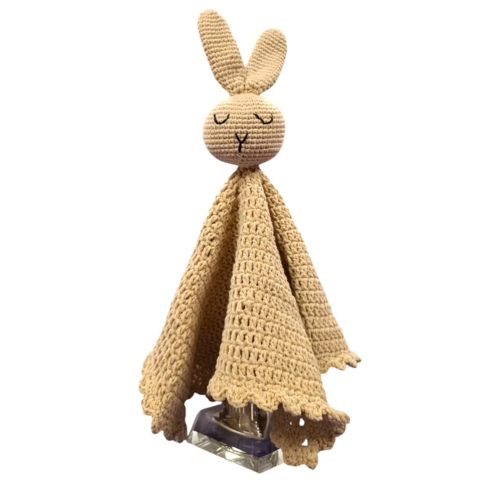 Pikkaboo HeavenlyHugs Handmade Crochet Cotton Rabbit Toy Blanket - Beige
