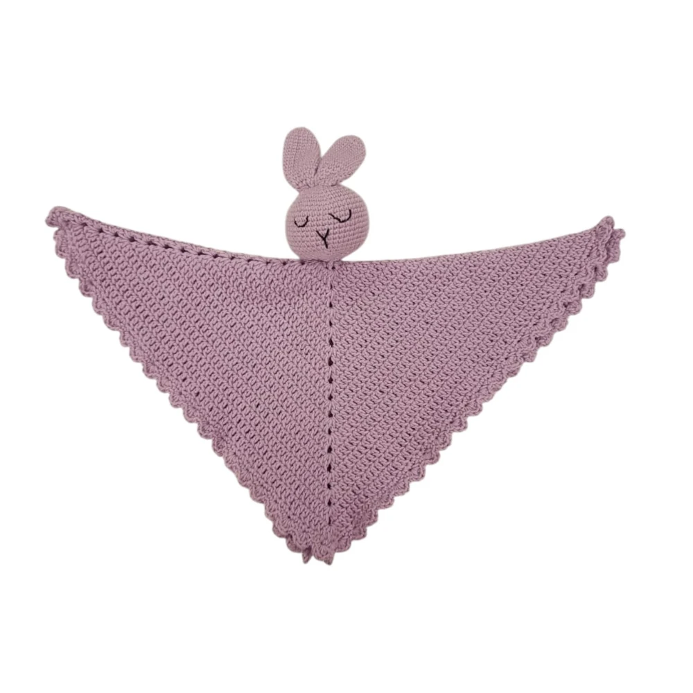 Pikkaboo HeavenlyHugs Handmade Crochet Cotton Rabbit Toy Blanket - Lilac