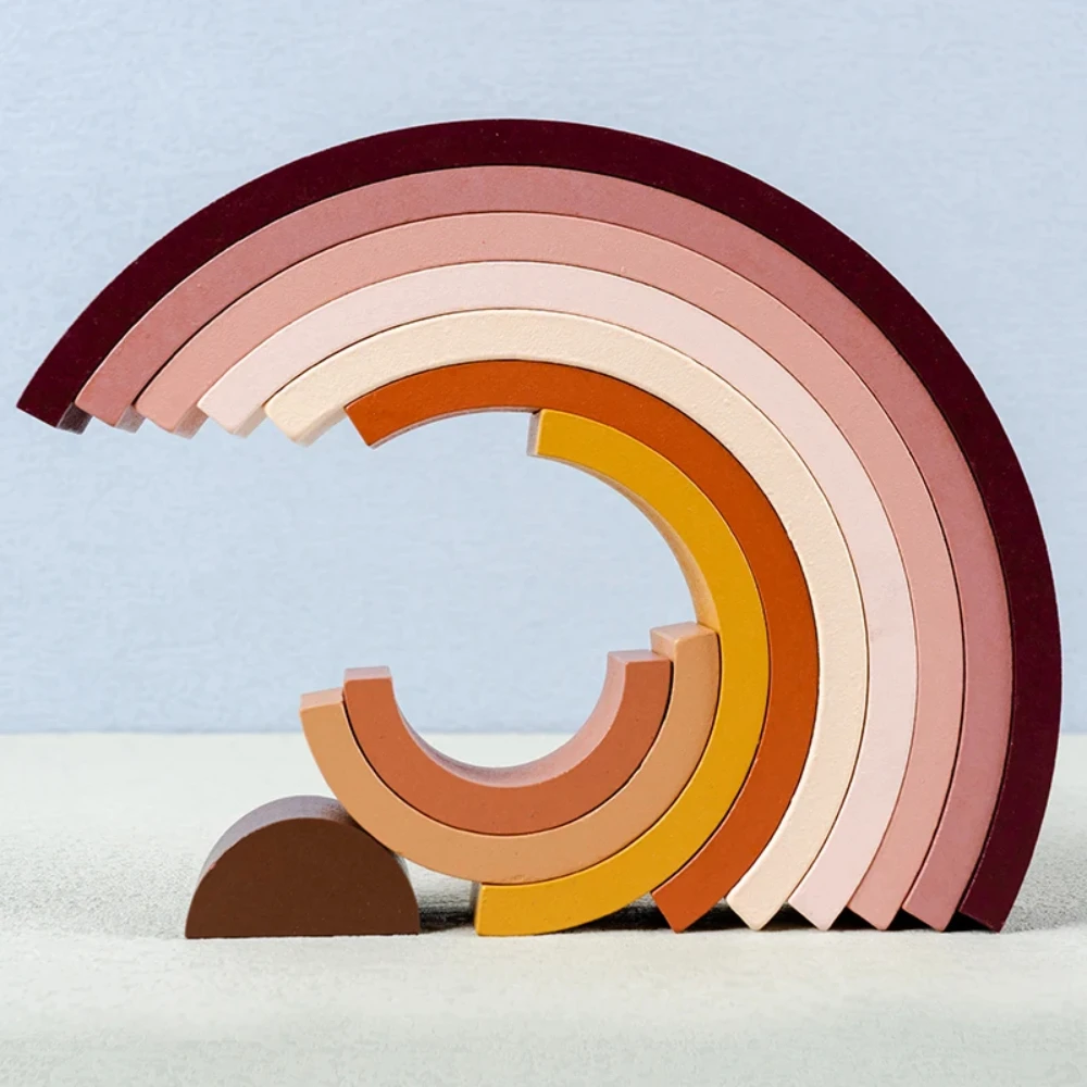Woody Buddy - Mini Rainbow Stacker - Earthy colors - Multicolor