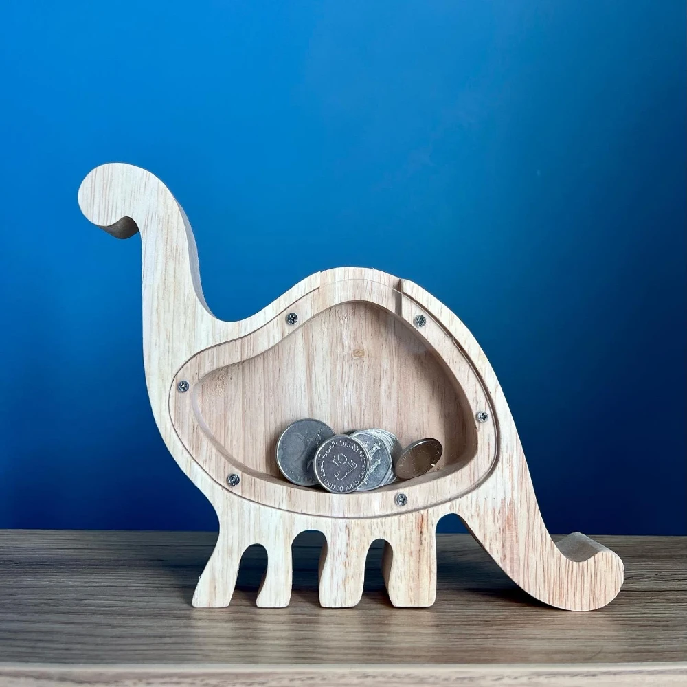 Woody Buddy - Animals Shape Piggy Banks - Dino - Beige
