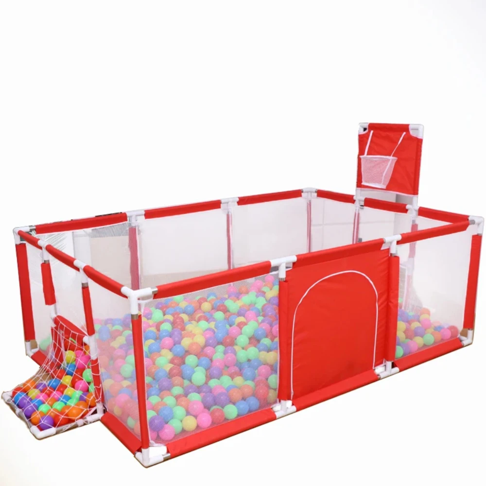 Pikkaboo Happy Game Fence Baby Playpen with Basketball Hoop & 30 Free balls - Red