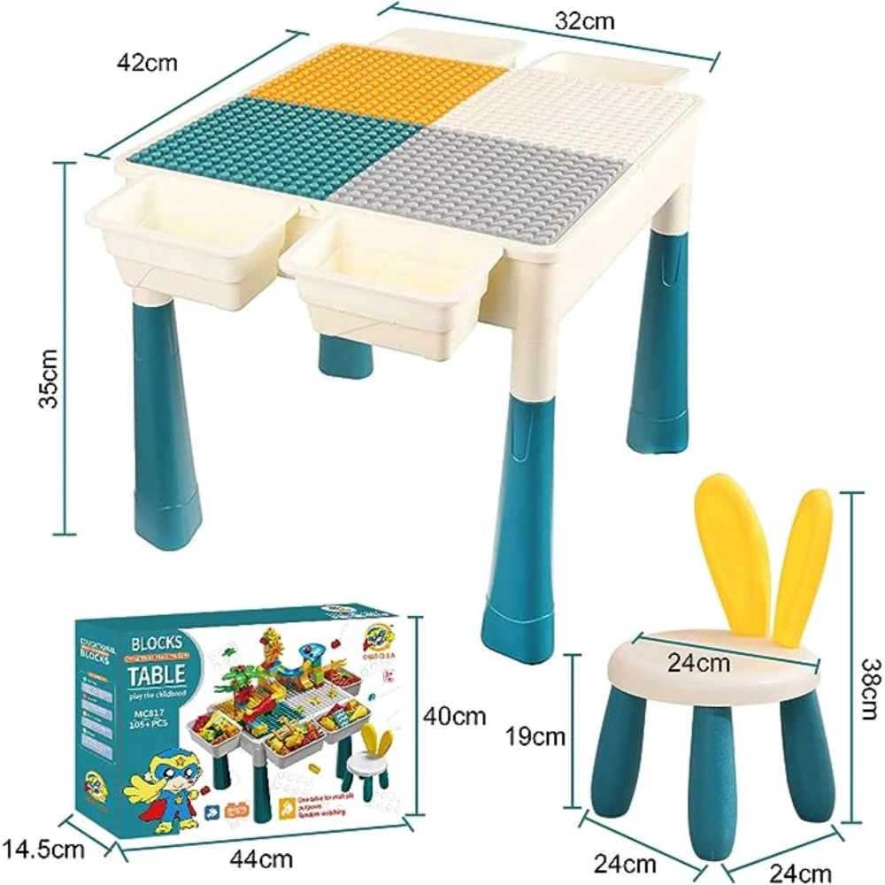 Pikkaboo Build & Play LEGO Table - Multicolor