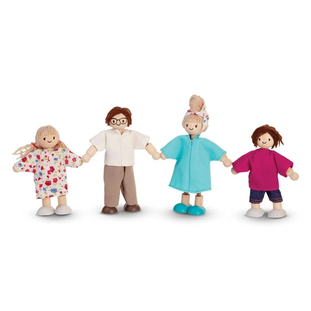 Modern Doll Family - Eco-Friendly Wooden Dolls for Kids - Develop Imagination & Social Skills
