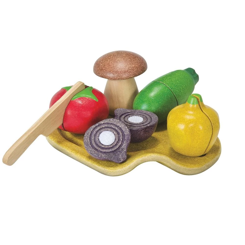 PlanToys Wooden Assorted Vegetable Set - Montessori Pretend Play Food Toy

