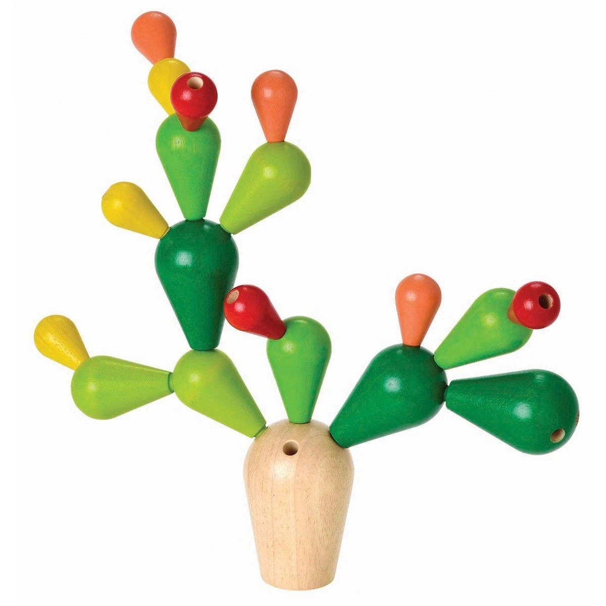 PlanToys Wooden Balancing Cactus - Montessori Stacking & Coordination Toy

